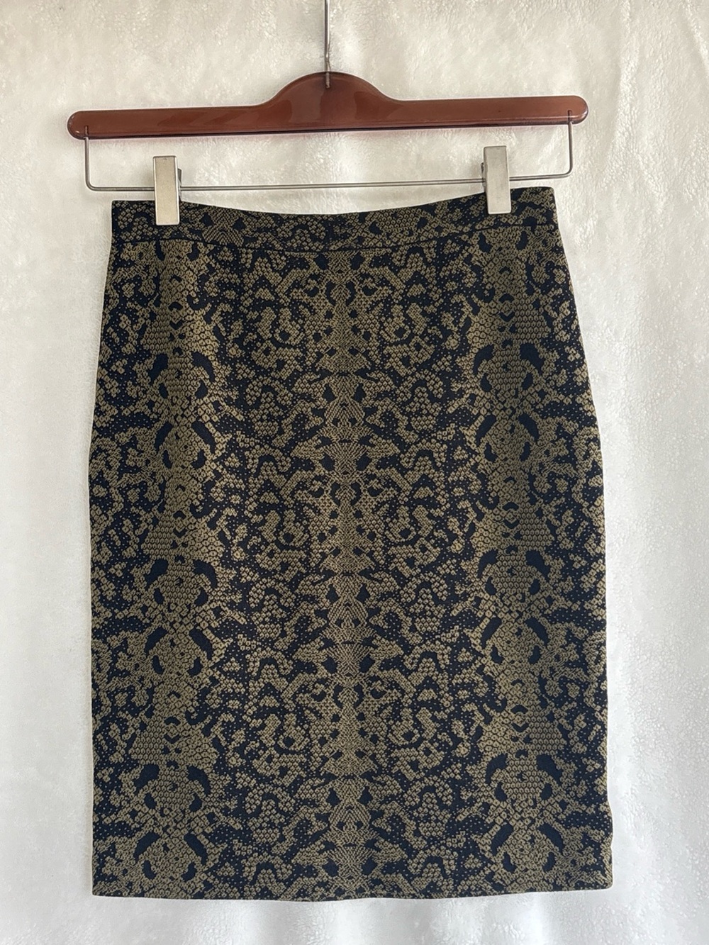 Rare Gucci XS Black/Green Print Damask Jacquard Pencil Skirt Frida Giannini Era
